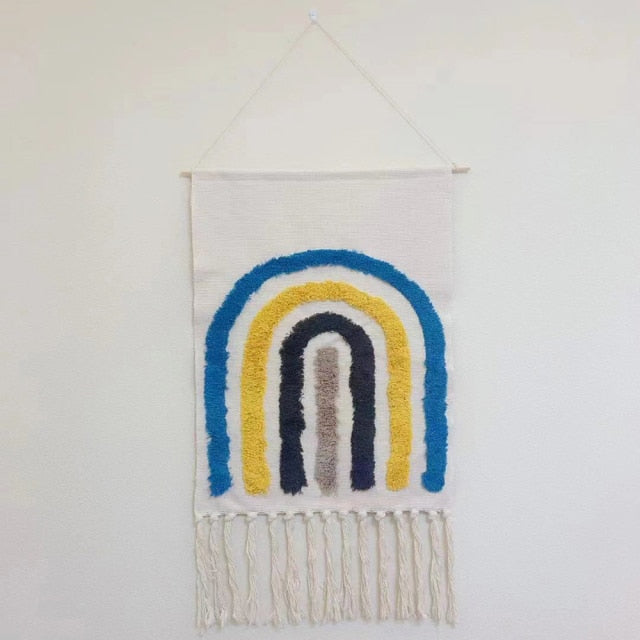 Home Boho Decor Macrame  Cotton Tassel Handmade Woven Wall Hanging Tapestry geometric canvas wall Art background cloth tapestry