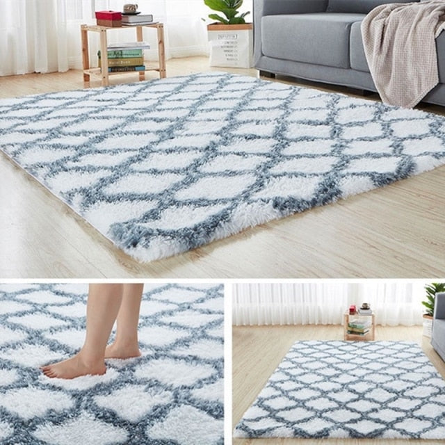 Rainbow Carpet Gradient Tie-dye Plush Rug Living Room Coffee Table Pad Carpet Bedroom Bedside Bay Window Rug Baby Crawling Mat