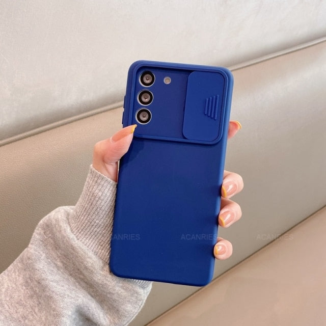 Slide Protect Camera Phone Case On For Xiaomi Redmi Note 8 8T Note8 2021 Note 9 Pro Note9 9A 9AT 9C Nfc Liquid Silicone Cover