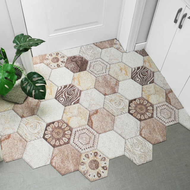 Doormat Non-Slip Waterproof Dustproof Carpet Hallway Bath Mat PVC Kitchen Mat Can Be Cut Custom Indoor Home Entrance Doormat