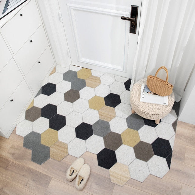 Doormat Non-Slip Waterproof Dustproof Carpet Hallway Bath Mat PVC Kitchen Mat Can Be Cut Custom Indoor Home Entrance Doormat