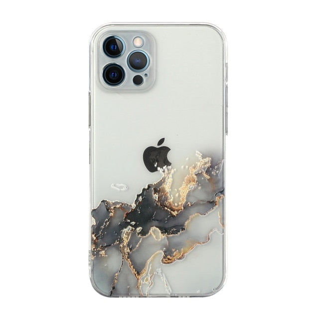 Case IMD Bling Marble Soft Transparent Cover Funda Housing Rainbow