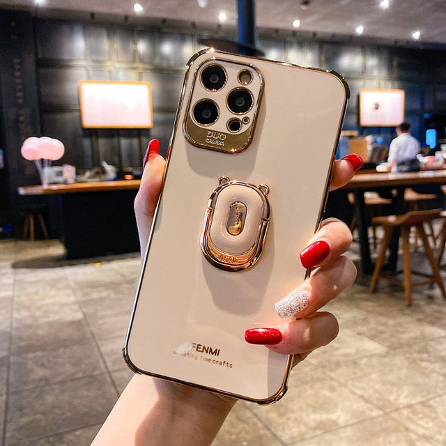 Luxury electroplating phone case for iphone 13 12 Pro MAX 11 Pro XS XR X SE 6 7 8 plus 12Mini Phone Holder Ring Grip Case