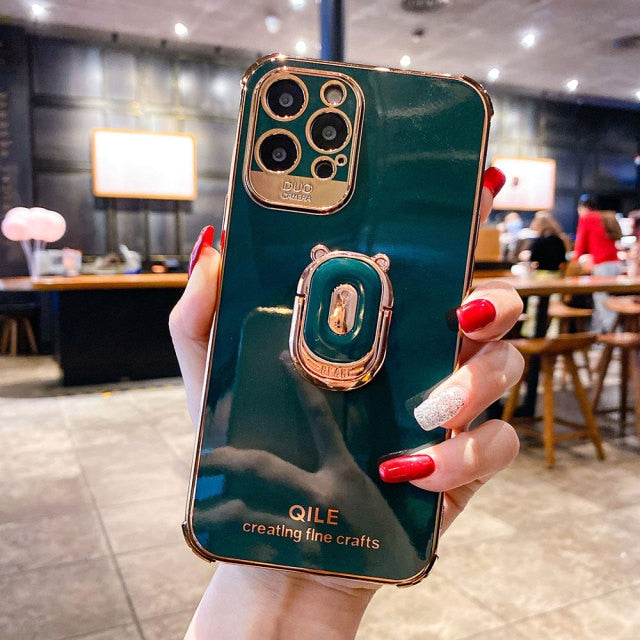 Luxury electroplating phone case for iphone 13 12 Pro MAX 11 Pro XS XR X SE 6 7 8 plus 12Mini Phone Holder Ring Grip Case
