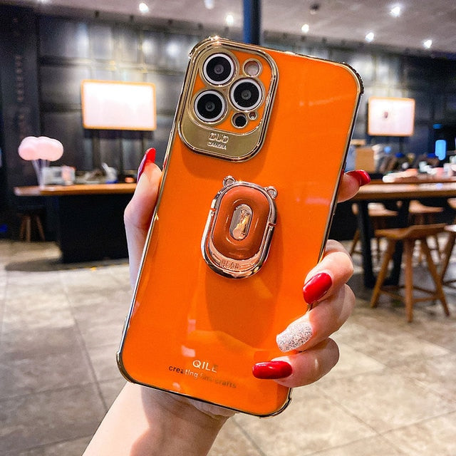 Luxury electroplating phone case for iphone 13 12 Pro MAX 11 Pro XS XR X SE 6 7 8 plus 12Mini Phone Holder Ring Grip Case