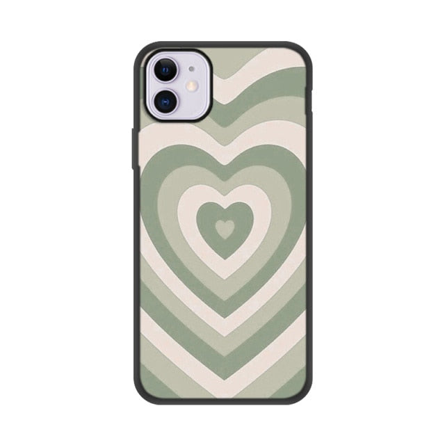 Heart Circle Case Iphone Max X 12 Mini 6 6S SE 2020 SE2 Cover Shell Iphone11 Funda Coque