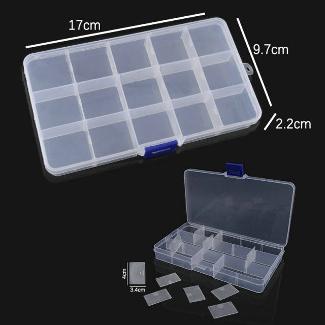 Transparent Plastic Storage Jewelry Box Compartment Adjustable Container For Beads Earring Box For Jewelry Rectangle Box Case