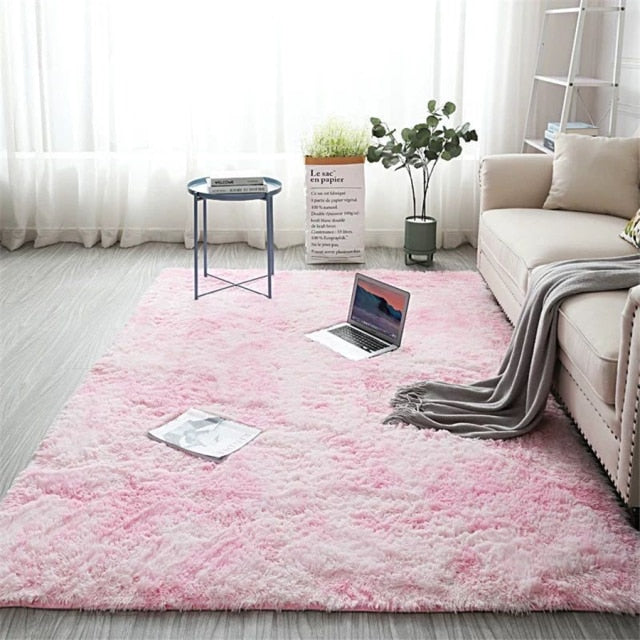 Rainbow Carpet Gradient Tie-dye Plush Rug Living Room Coffee Table Pad Carpet Bedroom Bedside Bay Window Rug Baby Crawling Mat