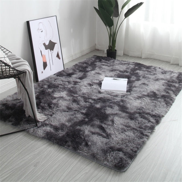 Rainbow Carpet Gradient Tie-dye Plush Rug Living Room Coffee Table Pad Carpet Bedroom Bedside Bay Window Rug Baby Crawling Mat