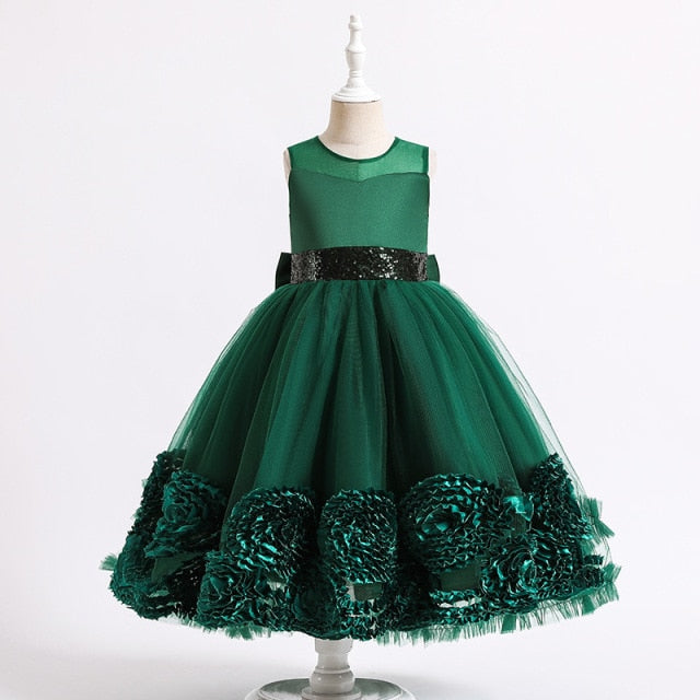 Carnival Children Princess Gown Bridesmaid Clothing Wedding Party Long Dresses For Girls Costume