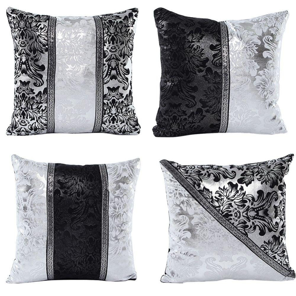 Vintage Black Silver Throw Pillow Case Cushion Cover Sofa Home Car Decor
