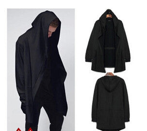 Online discount shop Australia - European American Style Mens Avant-garde Hooded Trench Coat Men Full Sleeve Loose Streetwear Hip Hop Cloak Outerwear