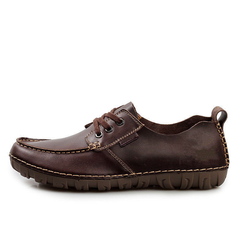 Mens Flats Split Leather Casual Soft Men's Shoes Brown Autumn Moccasin Handmade Man Sapatos Social Shoes-Dollar Bargains Online Shopping Australia