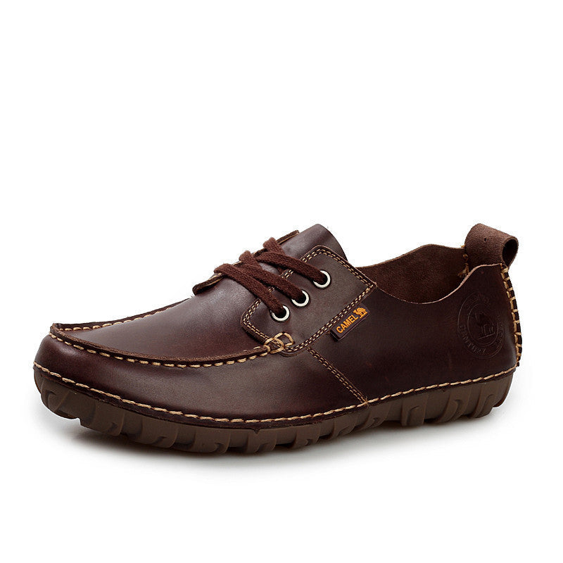 Mens Flats Split Leather Casual Soft Men's Shoes Brown Autumn Moccasin Handmade Man Sapatos Social Shoes-Dollar Bargains Online Shopping Australia