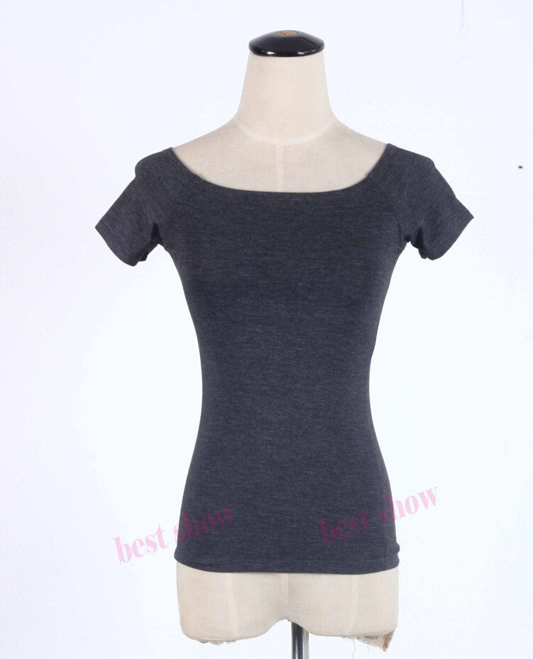 Summer Fashion Sexy Off The Shoulder Tops For Women Casual Short Sleeve Cotton T-shirts Black White Red Gray Blue Color-Dollar Bargains Online Shopping Australia
