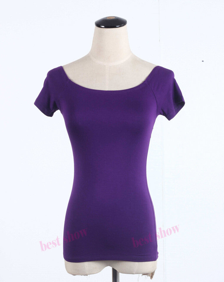 Summer Fashion Sexy Off The Shoulder Tops For Women Casual Short Sleeve Cotton T-shirts Black White Red Gray Blue Color-Dollar Bargains Online Shopping Australia