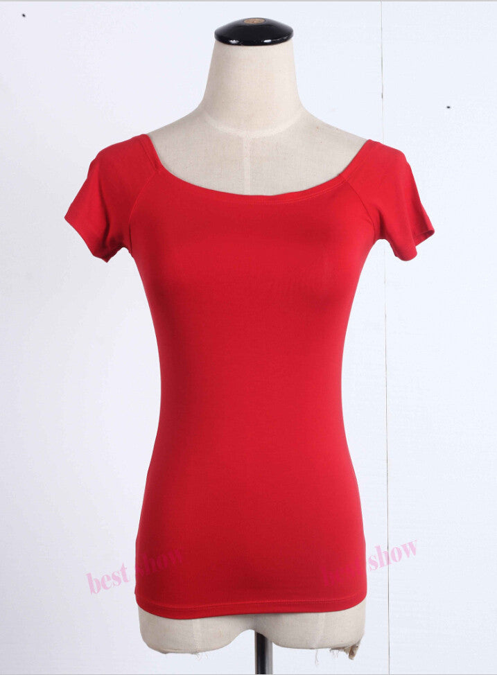 Summer Fashion Sexy Off The Shoulder Tops For Women Casual Short Sleeve Cotton T-shirts Black White Red Gray Blue Color-Dollar Bargains Online Shopping Australia