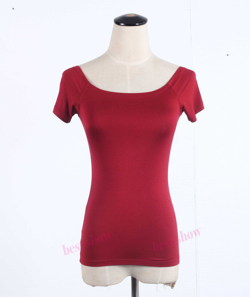 Summer Fashion Sexy Off The Shoulder Tops For Women Casual Short Sleeve Cotton T-shirts Black White Red Gray Blue Color-Dollar Bargains Online Shopping Australia