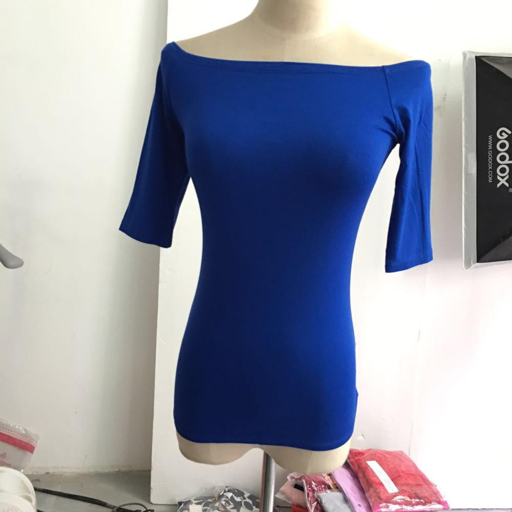 Summer Fashion Sexy Off The Shoulder Tops For Women Casual Short Sleeve Cotton T-shirts Black White Red Gray Blue Color-Dollar Bargains Online Shopping Australia