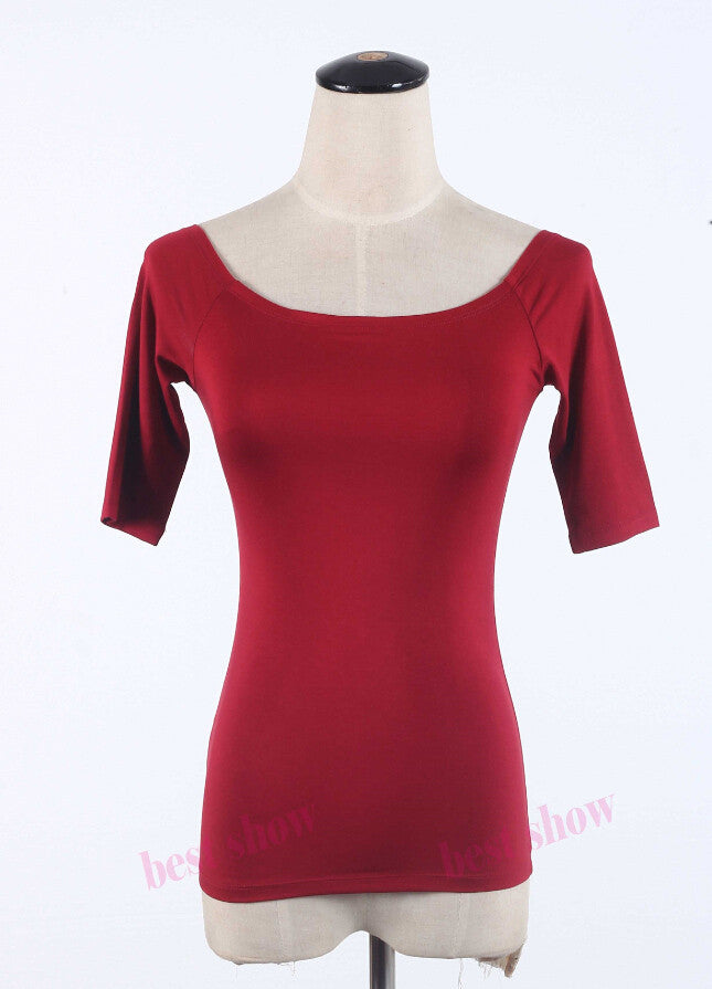 Summer Fashion Sexy Off The Shoulder Tops For Women Casual Short Sleeve Cotton T-shirts Black White Red Gray Blue Color-Dollar Bargains Online Shopping Australia