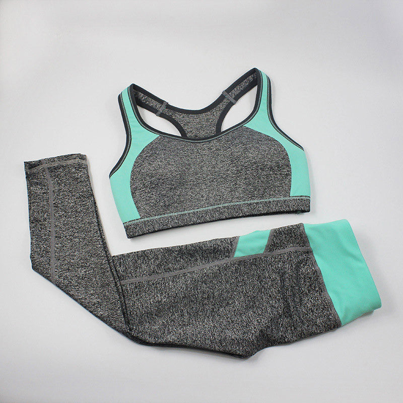 Women Fitness Tracksuit Patchwork Padded Bralette Bra Top And Elastic Legging Capris Pants Set Women Workout Clothes-Dollar Bargains Online Shopping Australia
