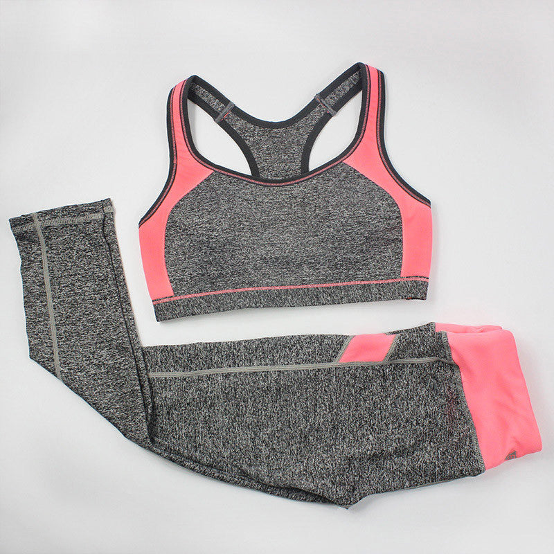 Women Fitness Tracksuit Patchwork Padded Bralette Bra Top And Elastic Legging Capris Pants Set Women Workout Clothes-Dollar Bargains Online Shopping Australia