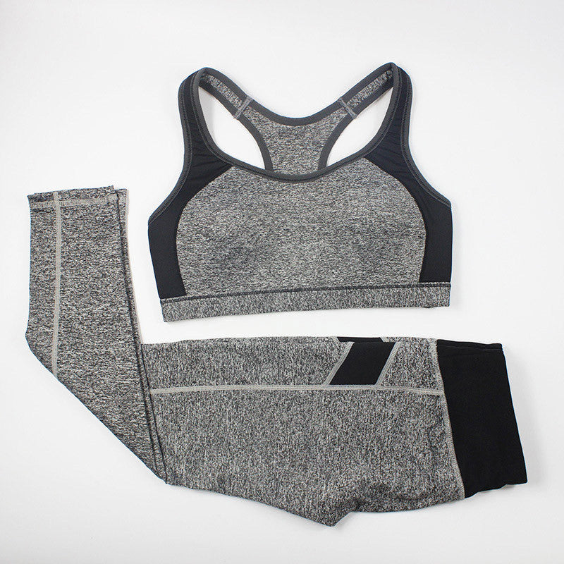 Women Fitness Tracksuit Patchwork Padded Bralette Bra Top And Elastic Legging Capris Pants Set Women Workout Clothes-Dollar Bargains Online Shopping Australia