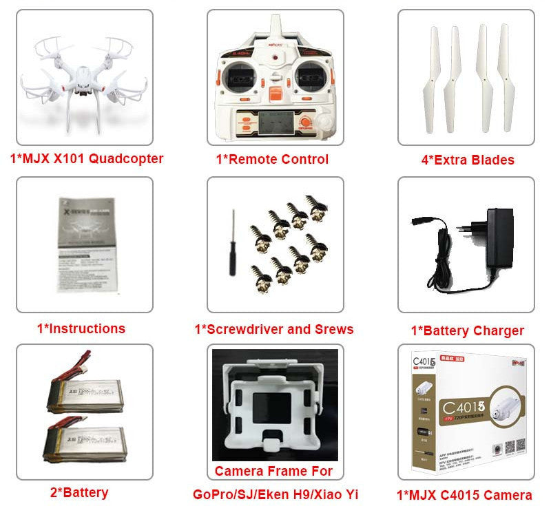 Profession Drones MJX X101 Quadcopter 2.4g 6-axis Rc Helicopter Drone with Gimble can Add C4010 FPV Wifi Camera Hd Vs X8c X8G-Dollar Bargains Online Shopping Australia