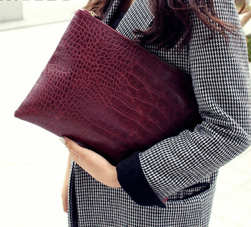 Fashion crocodile grain women's clutch bag leather women envelope bag clutch evening bag female Clutches Handbag-Dollar Bargains Online Shopping Australia