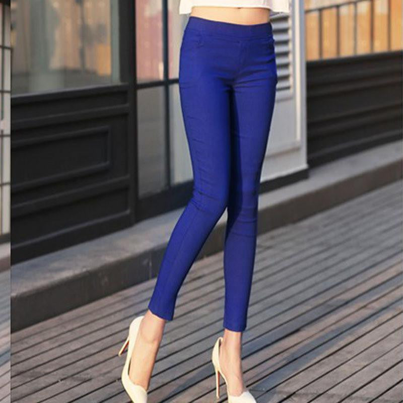 Stretch Fashion Female Candy Colored Pencil Women's Pants Elastic Cotton Slim Pants Women OL Trousers Leggings