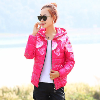 Fashion Women Winter Coat Long Sleeve Print Floral Hooded Slim Winter Parka Plus Size Cotton-Padded Jackets QH197-Dollar Bargains Online Shopping Australia