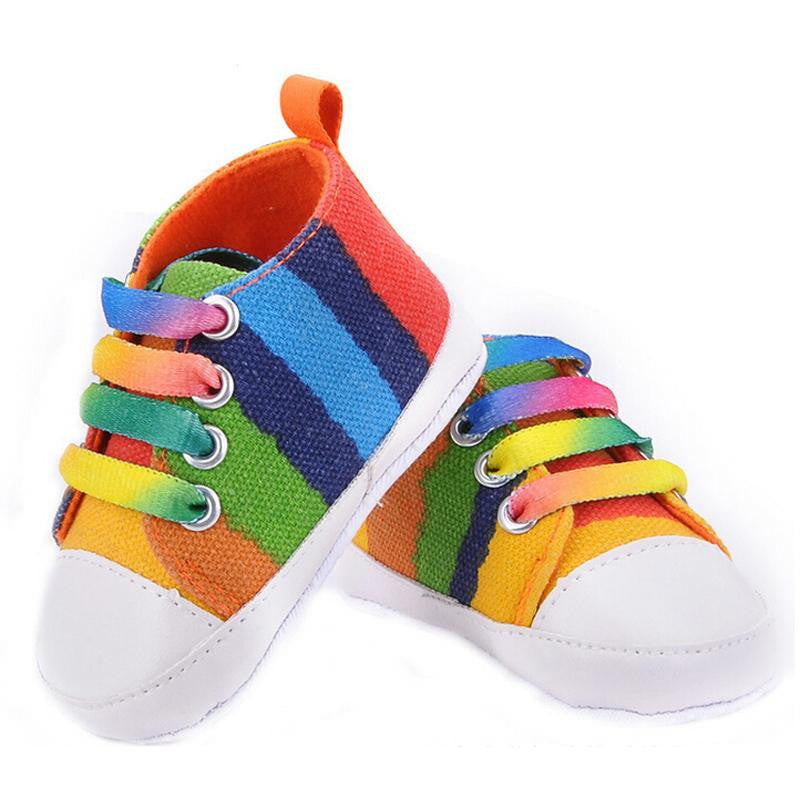 Online discount shop Australia - Baby shoes girls boys fashion rainbow canvas shoes soft prewalkers casual baby shoes