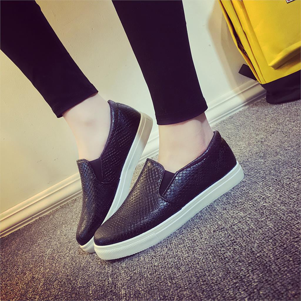 Spring Autumn Women Leather shoes For Woman Black Loafers snakeskin shoes slip on Loafer Casual Shoes zapatos mujer-Dollar Bargains Online Shopping Australia