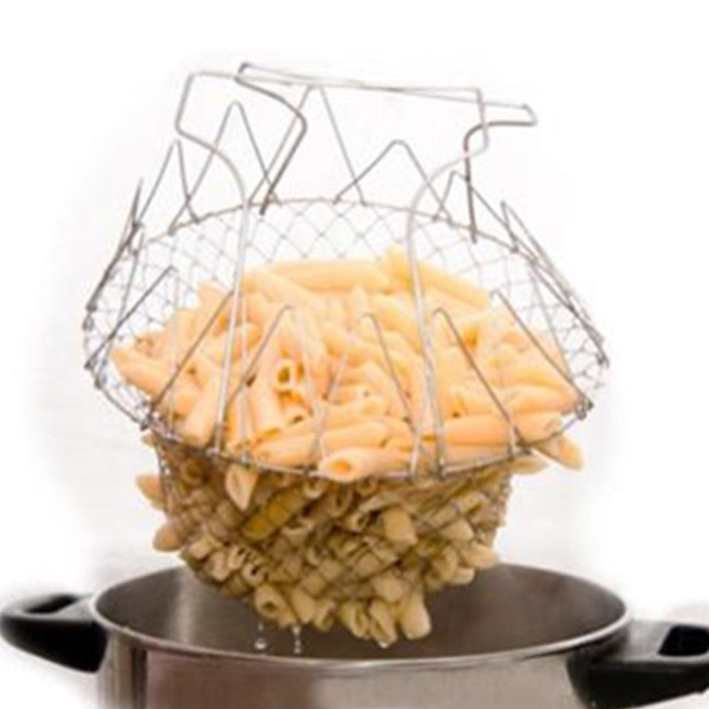 Online discount shop Australia - 1pcs Foldable Steam Rinse Strain Fry French Chef Basket Magic Basket Mesh Basket Strainer Net Kitchen Cooking Tool