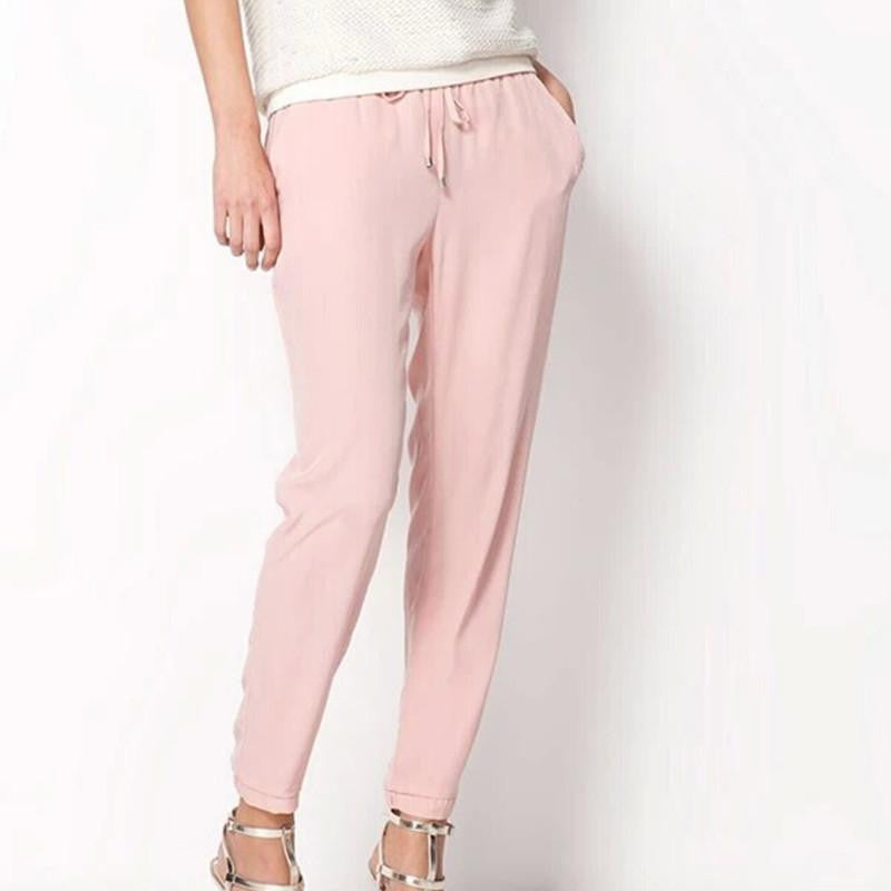 Women Chiffon Pant Casual Harem Pants Women Trousers Pantalones Elastic Waist Loose Drawstring Female 05