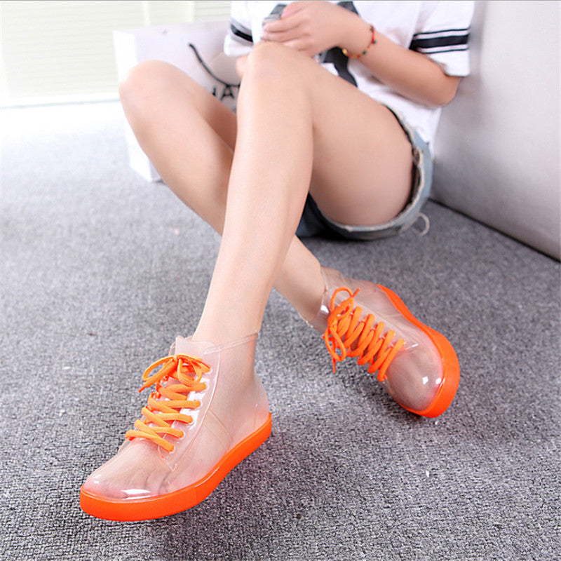 Rain boots, women with short boots, the transparent waterproof boots, ms antiskid rubber boots-Dollar Bargains Online Shopping Australia