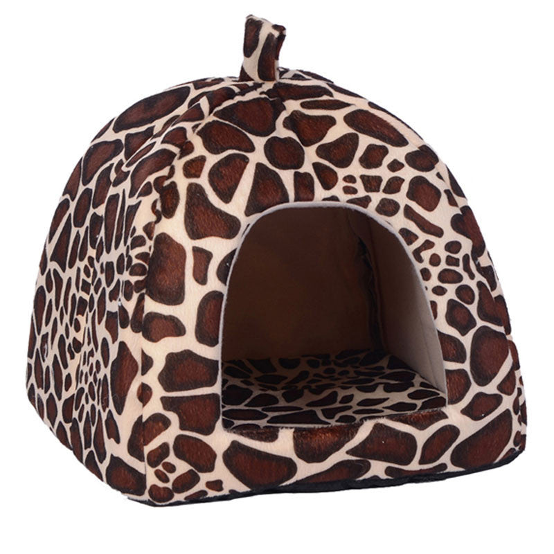 Pet Cat House Foldable Soft Winter Leopard Dog Bed Strawberry Cave Dog House Cute Kennel Nest Dog Fleece Cat Bed-Dollar Bargains Online Shopping Australia
