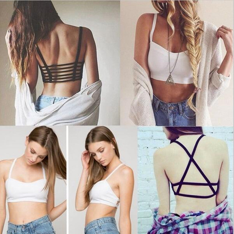Fashion Hollow Out stripe Camis Women tops Bra Crop Top Tank Beach Vest