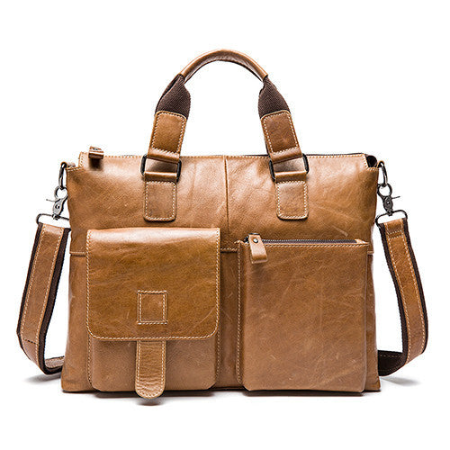 Genuine Leather Men bag Casual men's briefcase shoulder Bags Laptop crossbody messenger bag men leather men's travel bags-Dollar Bargains Online Shopping Australia
