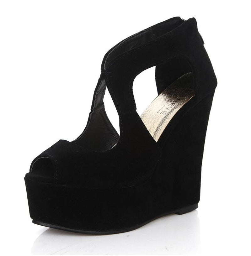 platform high-heeled shoes platform sandals female classic lacing open toe platform wedges shoes women's-Dollar Bargains Online Shopping Australia
