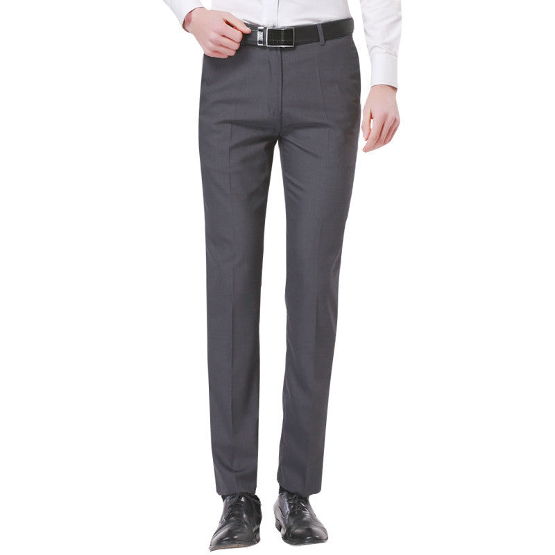 Online discount shop Australia - Men's Gray-Solid Suit Separate Pant Flat-Front Slim Fit Unelastic Lightweight Wrinkle-resistant Business Dress Pants