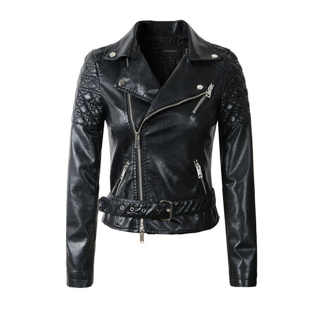 Fashion Women Faux Leather Jacket Ladies Motorcycle PU Blue Pink Black Long Sleeve Coat with Belt-Dollar Bargains Online Shopping Australia