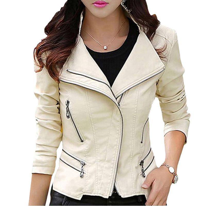 TANGNEST Plus Size M-5XL Fashion Women Leather Coat Female Slim Rivet Leather Jacket Women's Outerwear WWP108