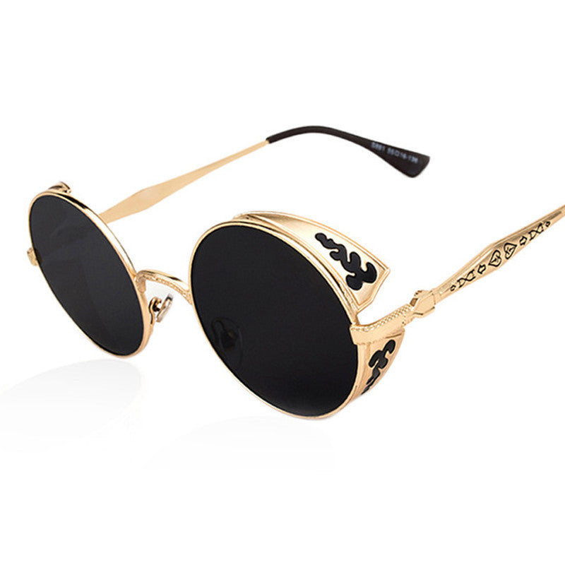Steampunk Vintage Sunglass Fashion round sunglasses women brand designer metal carving sun glasses men oculos de sol S1635-Dollar Bargains Online Shopping Australia