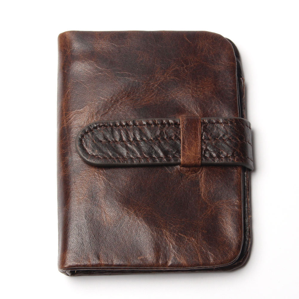 Luxury Vintage Casual 100% Real Genuine Cowhide Oil Wax Leather Men Short Bifold Wallet Wallets Purse Coin Pocket Male Zipper-Dollar Bargains Online Shopping Australia