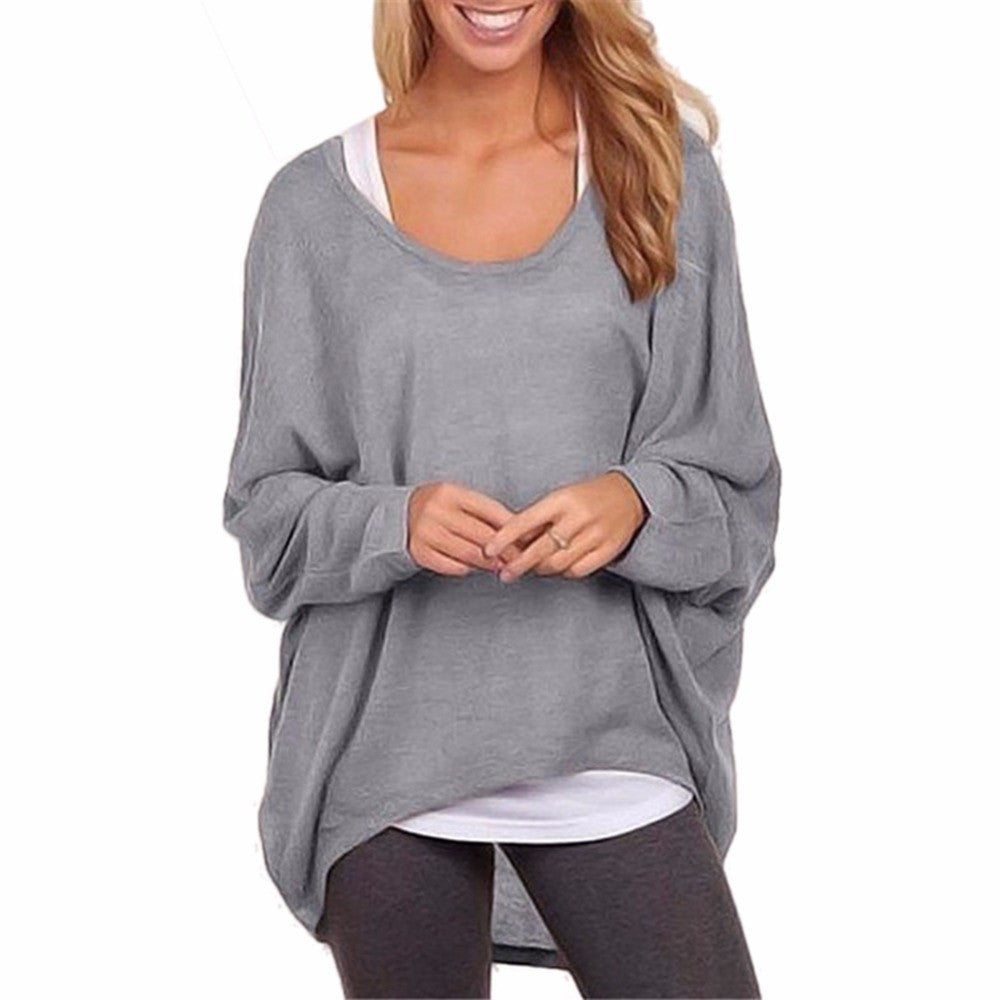Online discount shop Australia - Lisli  Oversized T Shirts Baggy Women Long Sleeve Tops Tee Casual Women Clothing Loose Jumper Bat Pullover T-shirt 01B0500