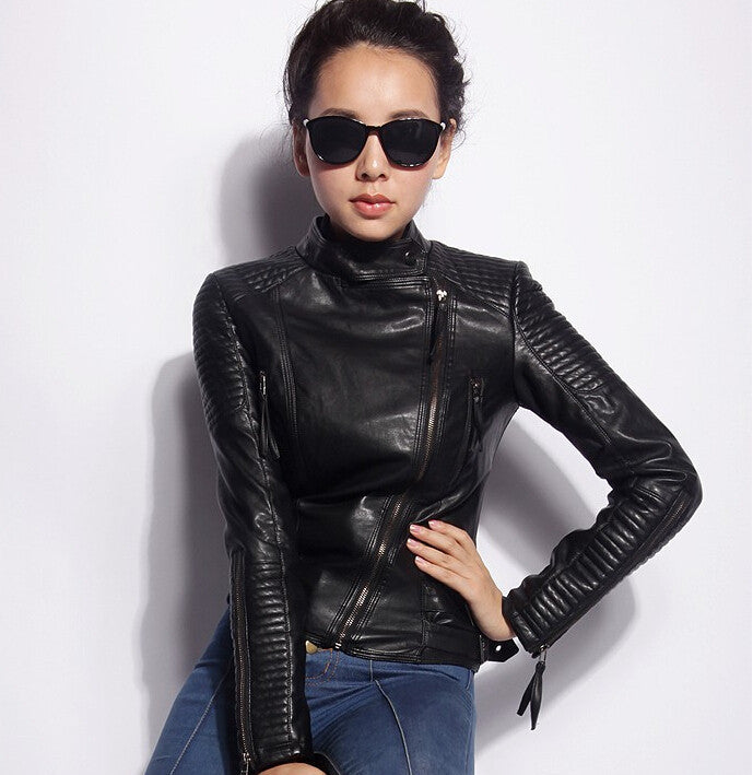Online discount shop Australia - Fashion Brand Women Faux Leather Jacket Zipper Motorcycle Leather Coat Slim Short Design PU Jacket