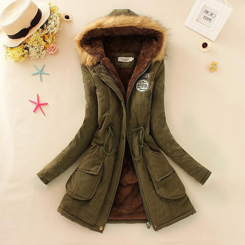 Women Coat Parka Casual Outwear Military Hooded Coat Woman Clothes Fur Coats Jacket Women