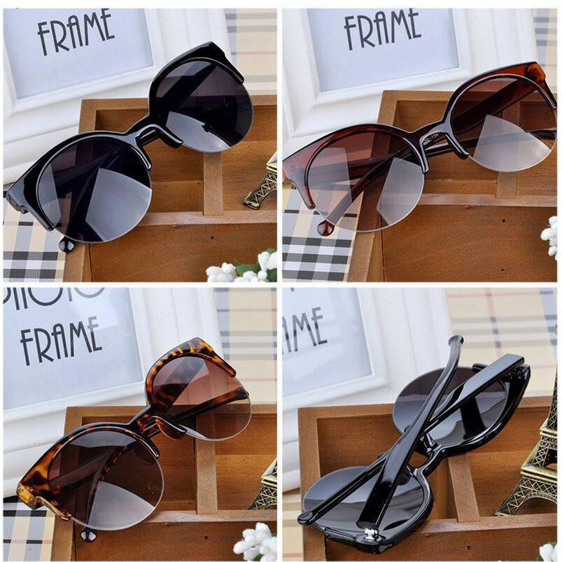 High Quality Fashion Retro Designer Super Round Circle Glasses Cat Eye Semi-Rimless Women's Sunglasses Glasses Goggles-Dollar Bargains Online Shopping Australia