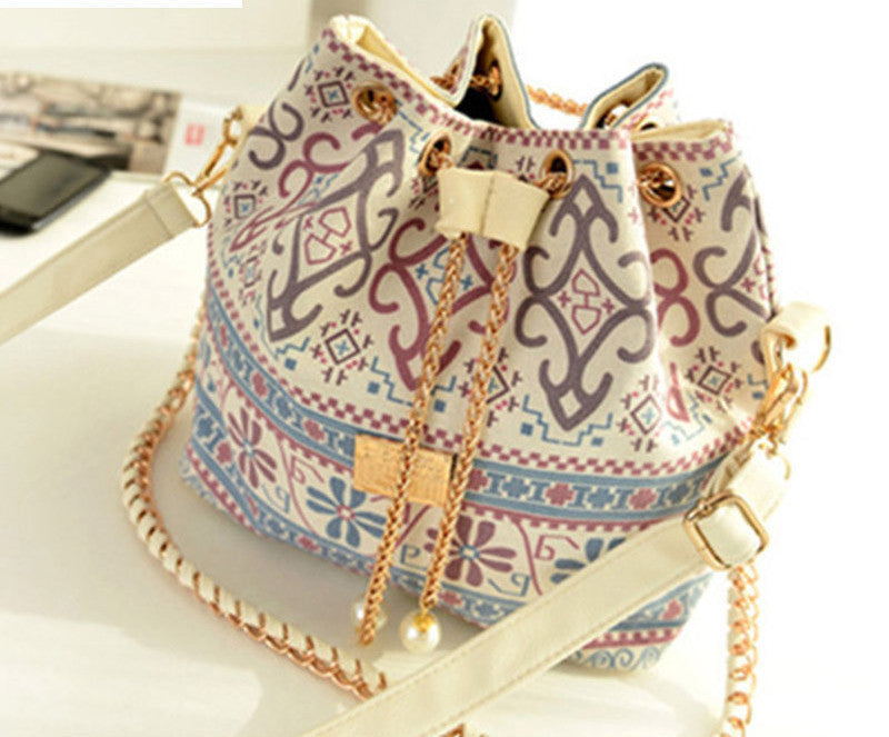 Bohemia Canvas Drawstring Lady Bucket Bag Chains Shoulder Handbags Women's Vintage Messenger Bags Bolsa Feminina Bolsos-Dollar Bargains Online Shopping Australia